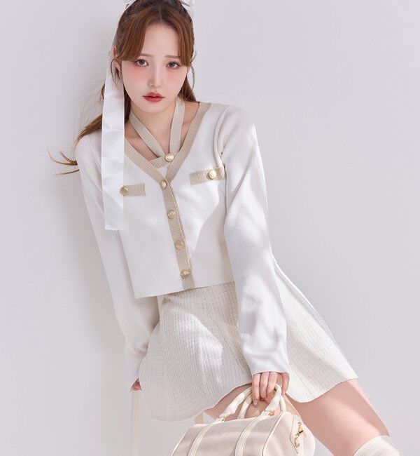  「配色ラメニットカーディガン」|ニット・セーター|