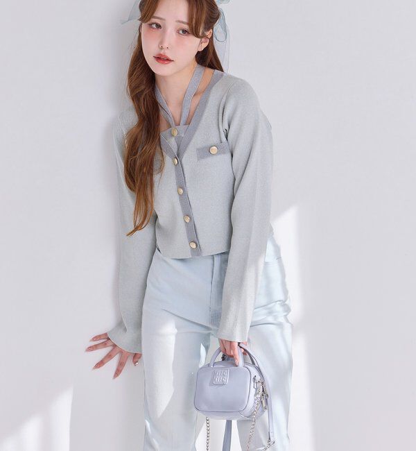  「配色ラメニットカーディガン」|ニット・セーター|