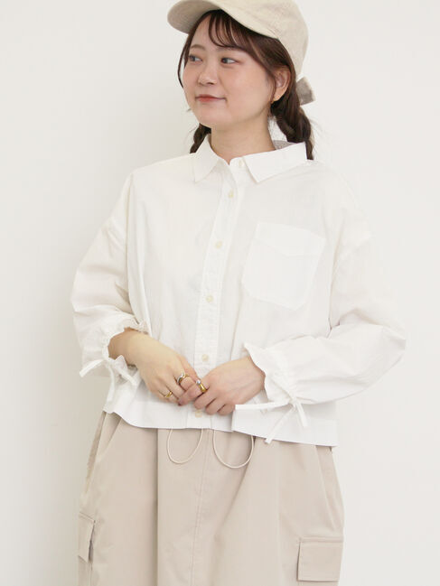 Samansa Mos2「キャンディースリーブショート丈シャツ」|シャツ・ブラウス|オフホワイト