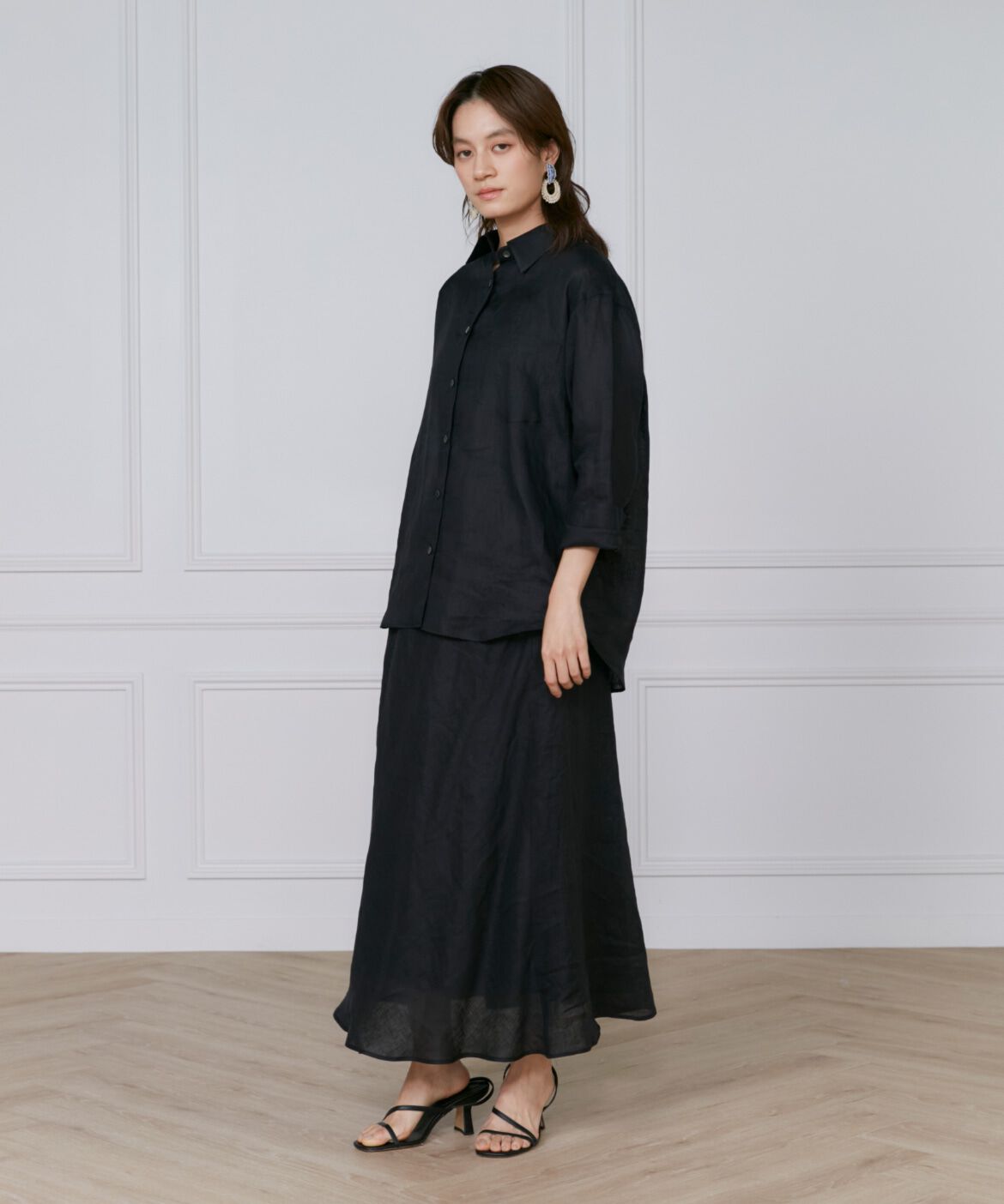 INED「《大きいサイズ》リネンバイヤススカート」|スカート|