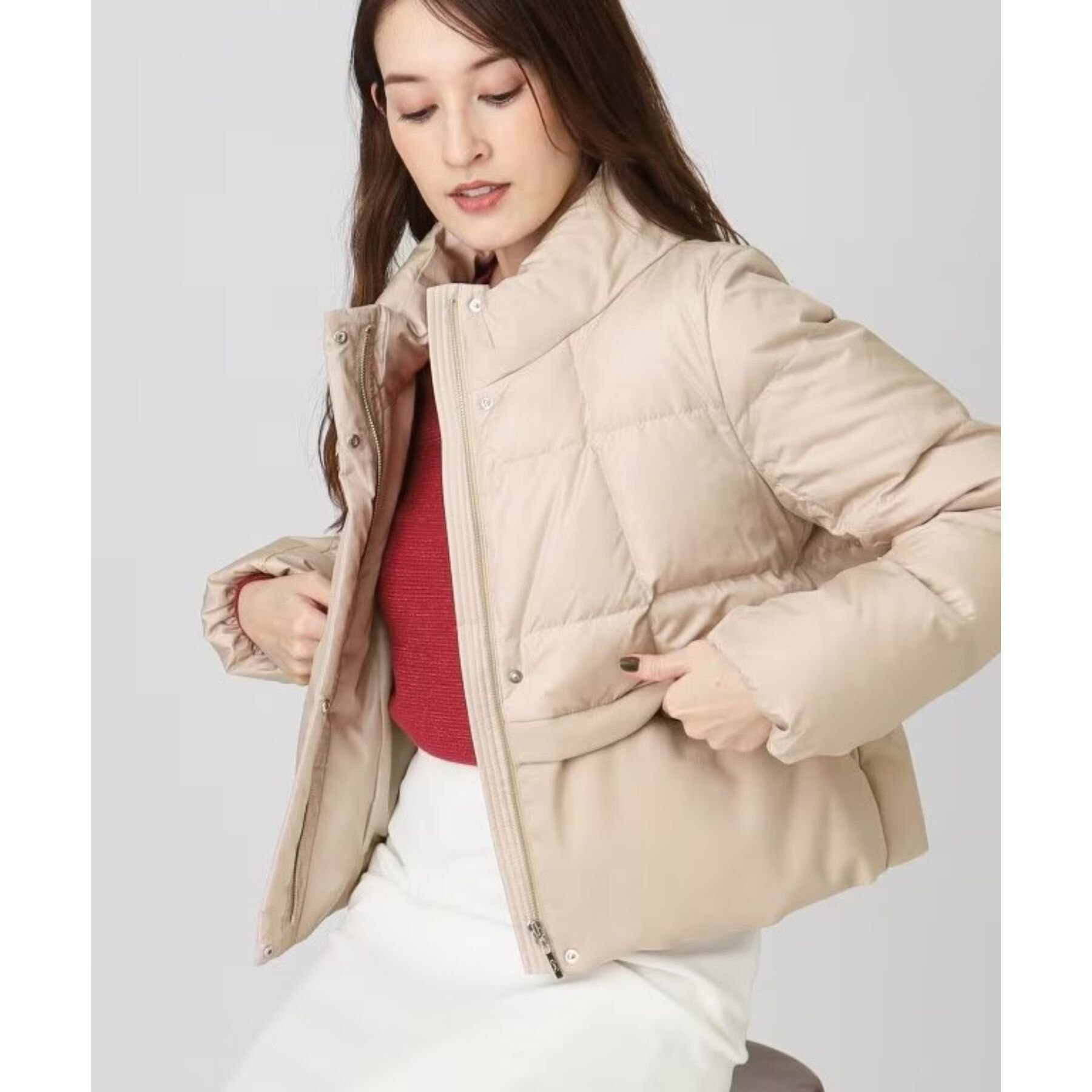 COUP DE CHANCE「【リサイクルダウン】異素材使いショート丈ダウン」|ダウン|