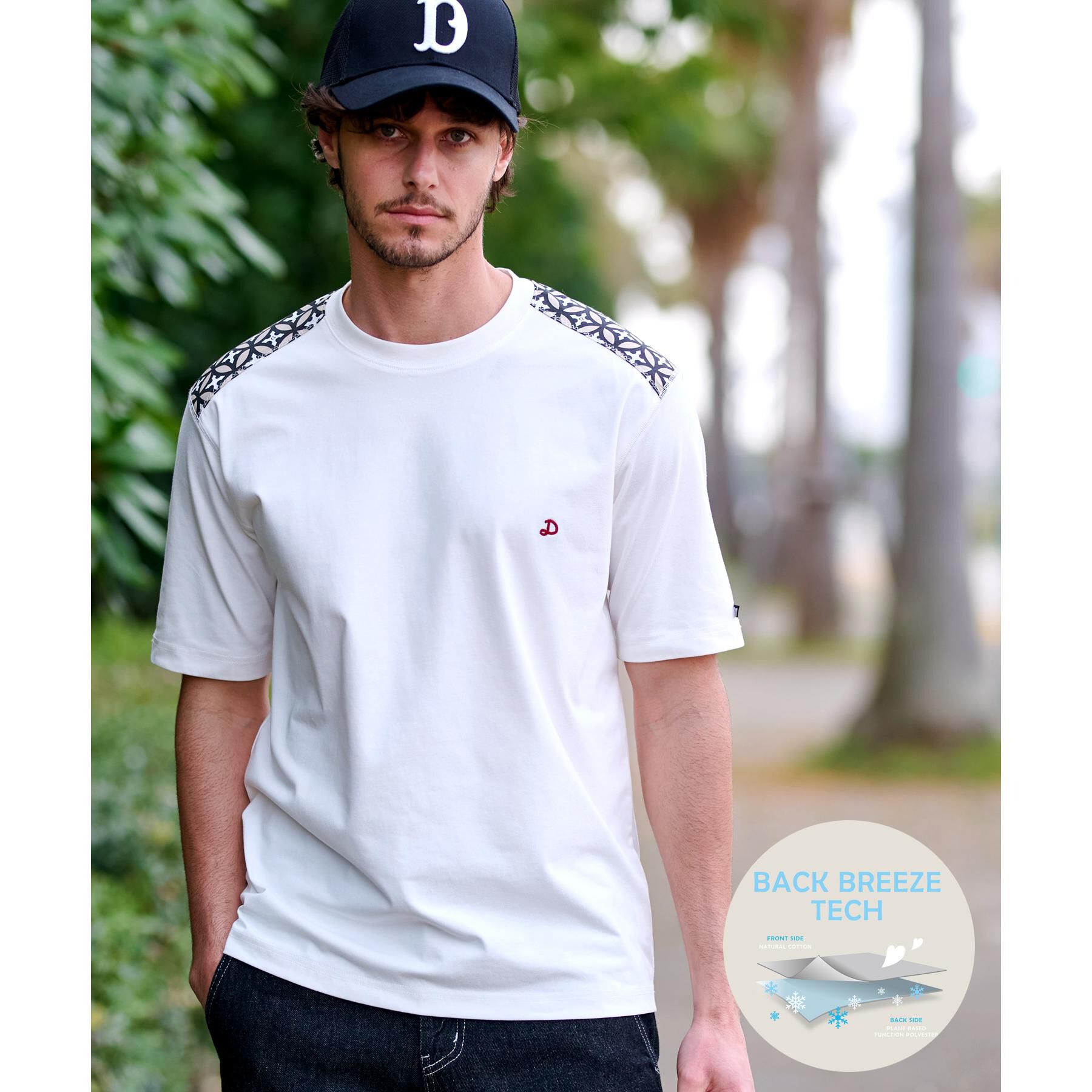 DRESSTERIOR「【接触冷感/UVカット】BACK BREEZE TECH ハーフスリーブTシャツ」|Tシャツ・カットソー|ホワイト(001)