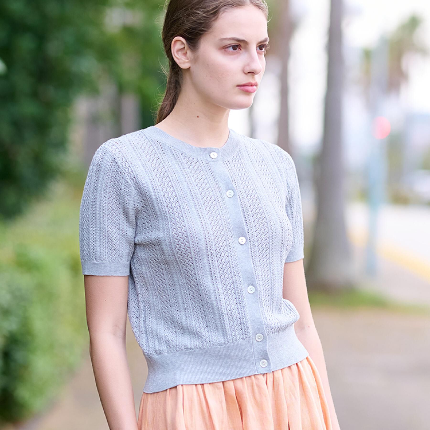 DRESSTERIOR「【前後2WAY/ショート丈】2WAYレースニット」|ニット・セーター|ライトグレー(011