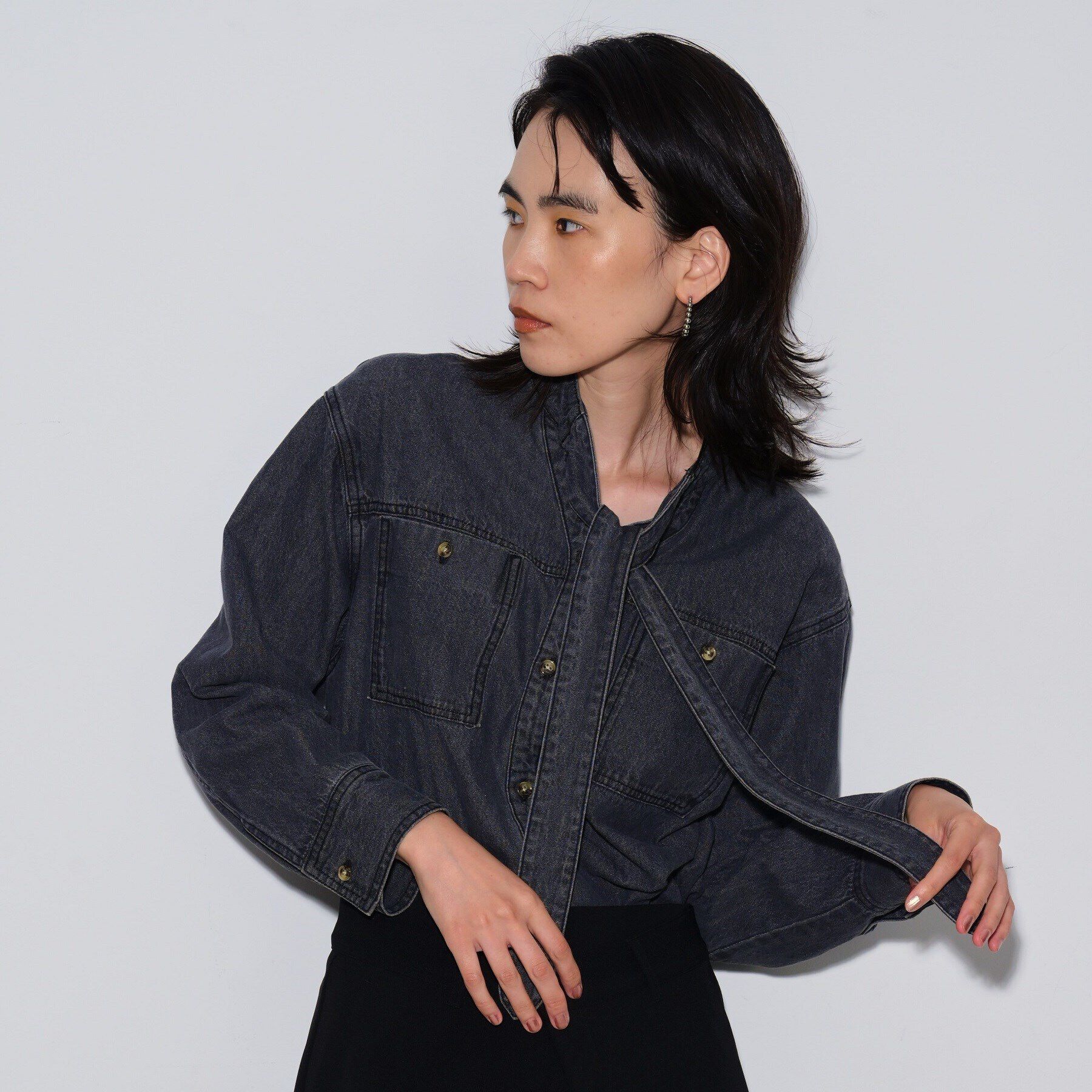 GALLEST「リボンデニムシャツ」|シャツ・ブラウス|