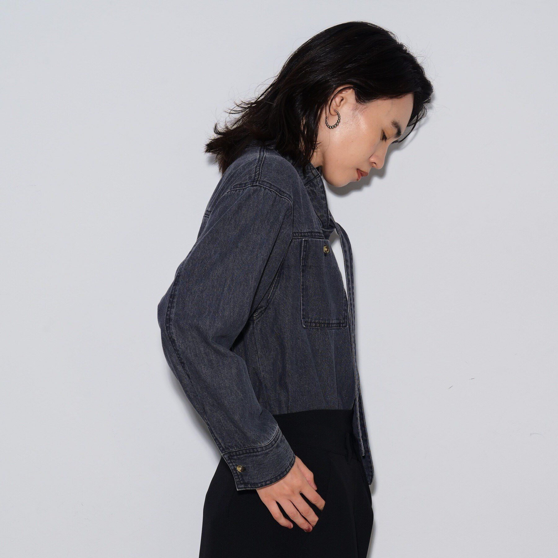 GALLEST「リボンデニムシャツ」|シャツ・ブラウス|