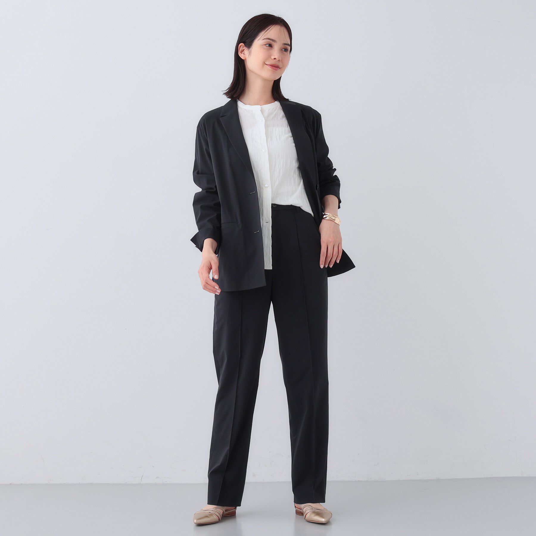 INDIVI「【日本製／SETUP可能】コットン混ゆったりめテーパードパンツ」|スーツ|