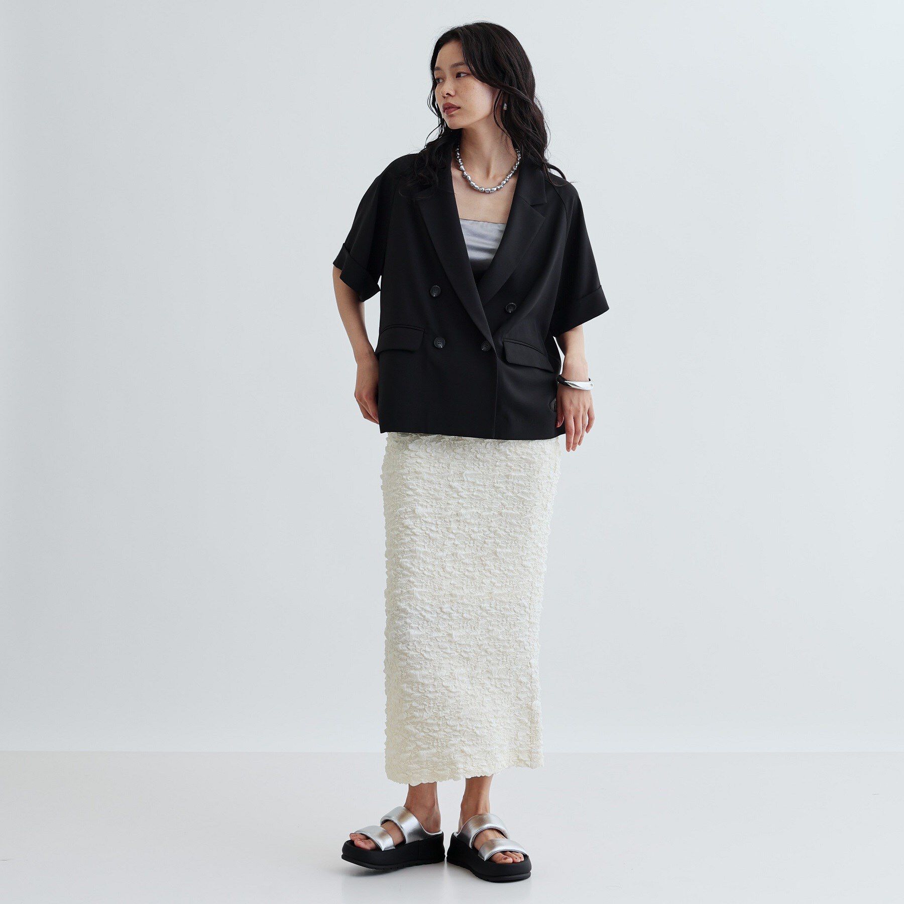 GALLEST「【セットアップ対応】イージーダブルブレスト半袖ジャケット」|テーラードジャケット|