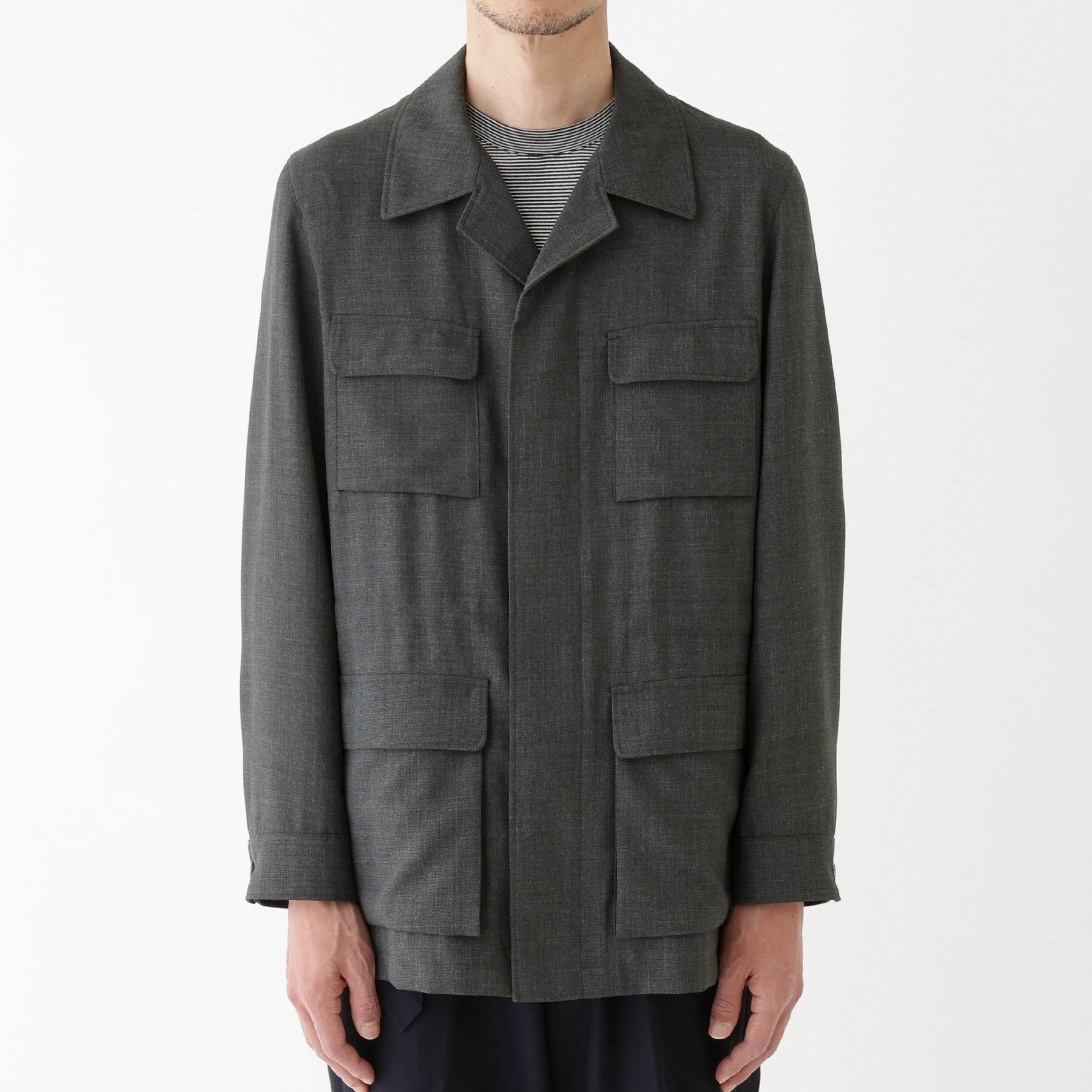 TAKEO KIKUCHI「【THE FLAGSHIP】ポリエステルウール メッシュ サファリジャケット」|ブルゾン・スタジャン|