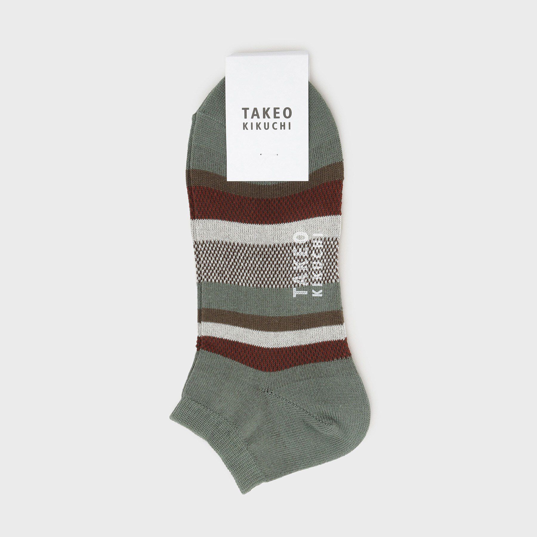 TAKEO KIKUCHI「ボーダーショートソックス」|ソックス|オリーブグリーン(0
