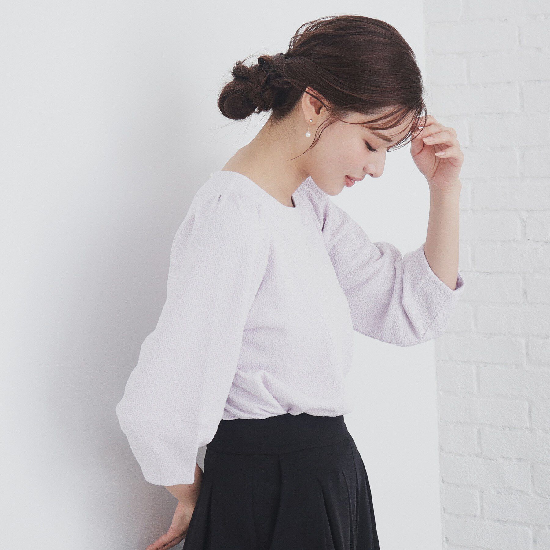 index「《5color/S-LLsiza》カットジャカードパフスリーブトップス【洗濯機洗い可】」|Tシャツ・カットソー|