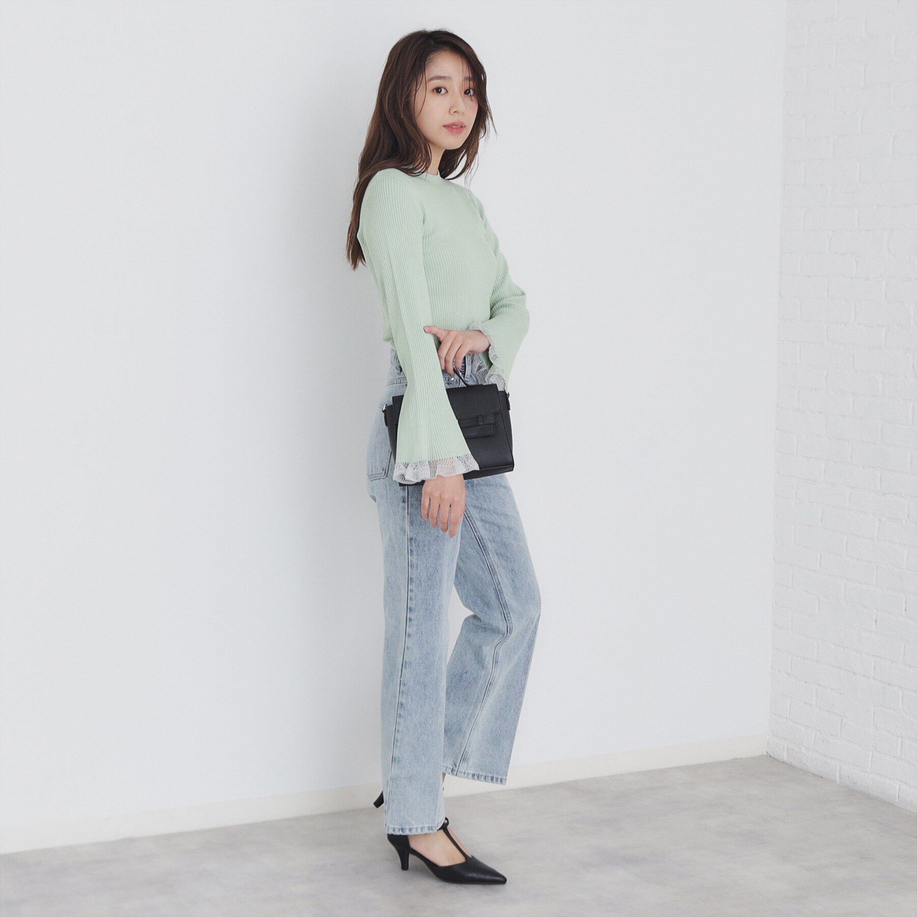 index「ハイネックラメフレアスリーブレースニット【洗濯機洗い可】」|ニット・セーター|