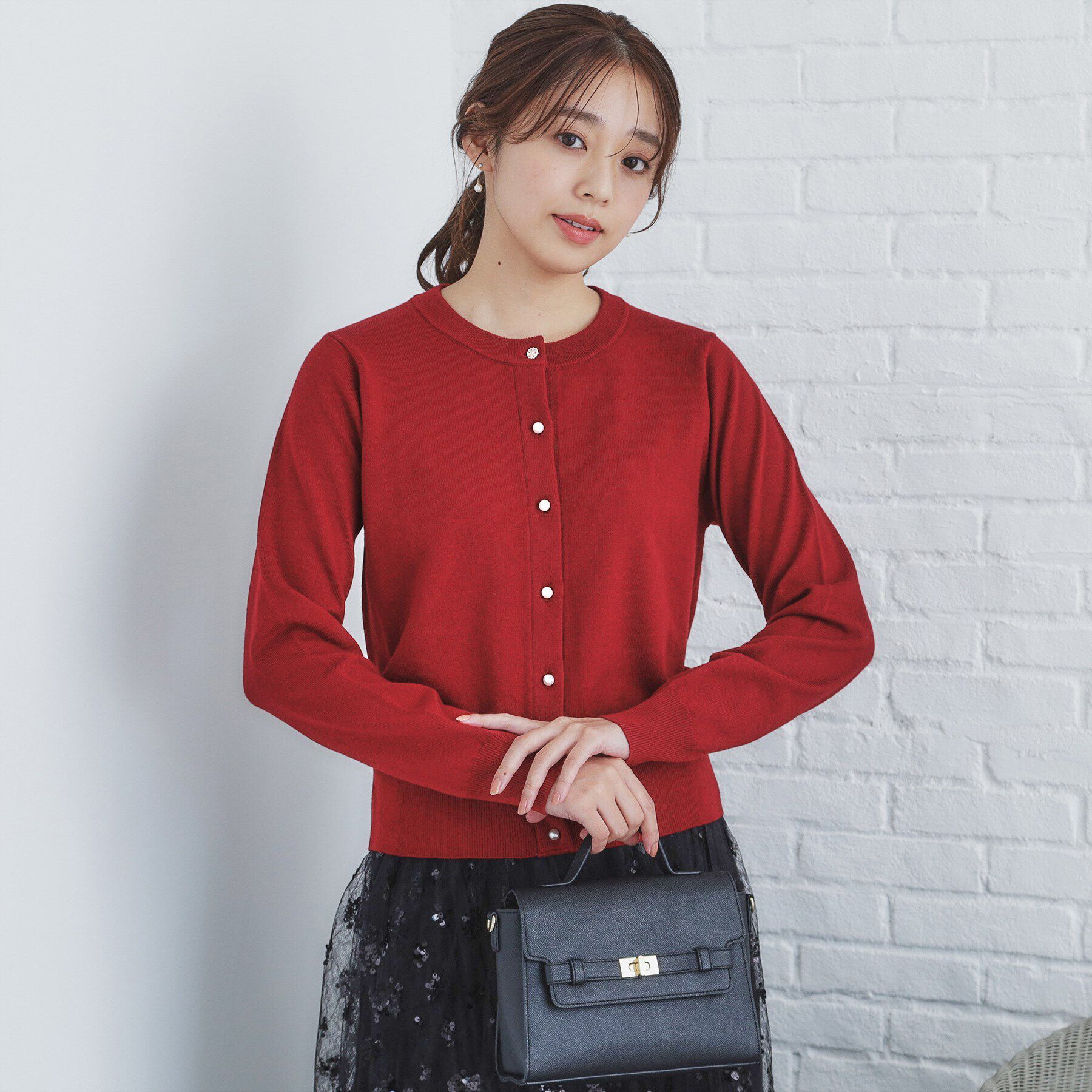 index「≪エマール検証済≫7colorビジュー釦クルーネックカーディガン【洗濯機洗い可】」|カーディガン|