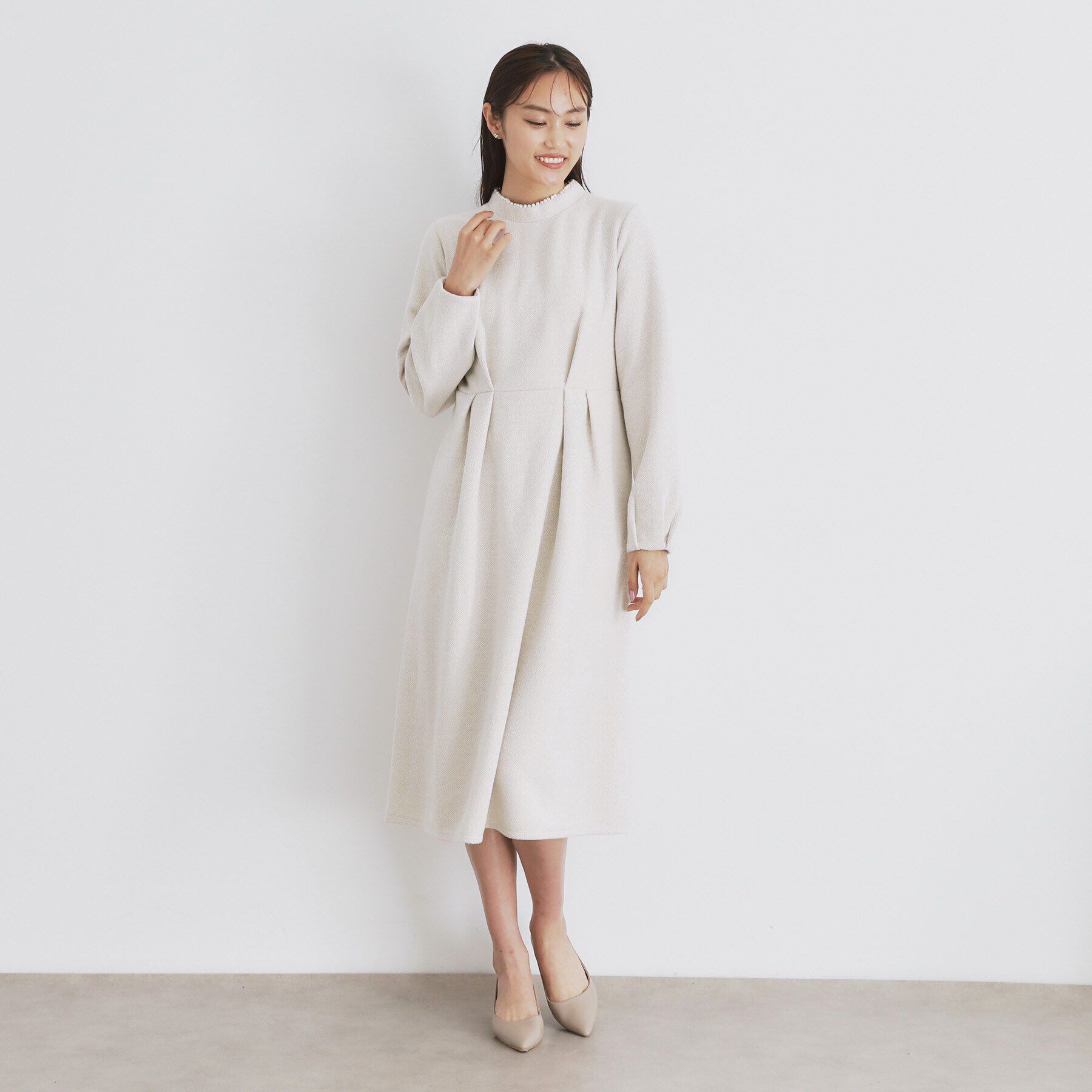 index「《S-LLsize》起毛ツイード調ジャージワンピース【洗濯機洗い可】」|ワンピース|