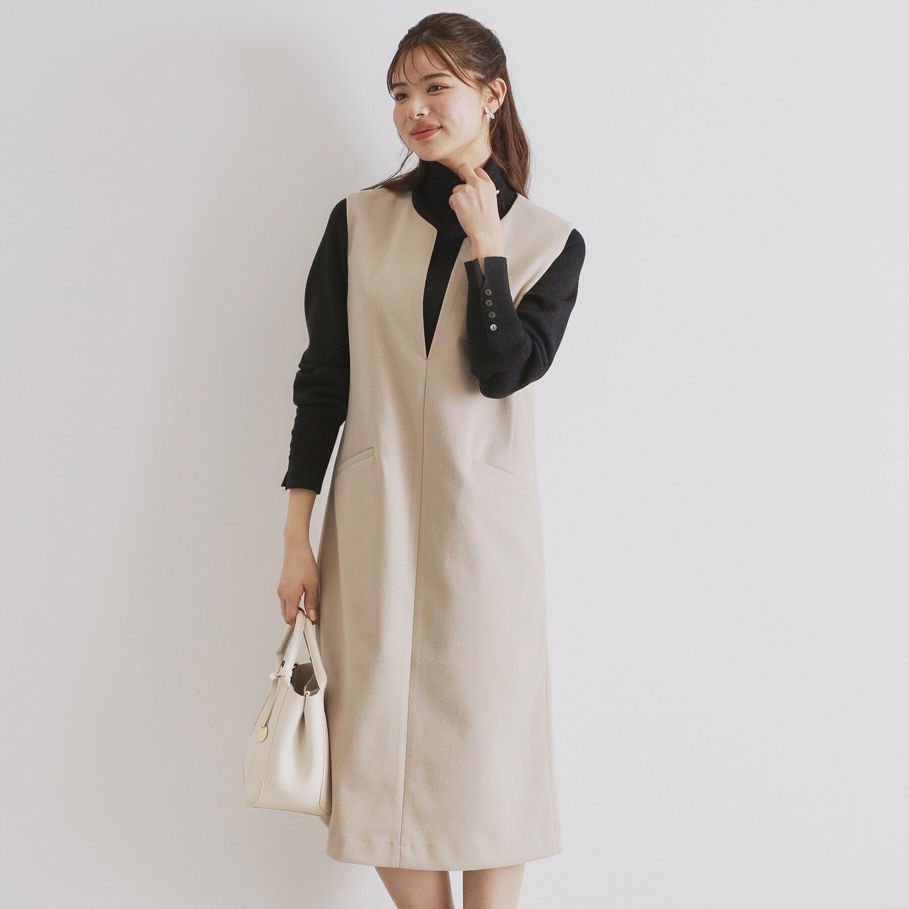 index「スリットネックジャンパースカート【洗濯機洗い可/イージーアイロン】」|ワンピース|