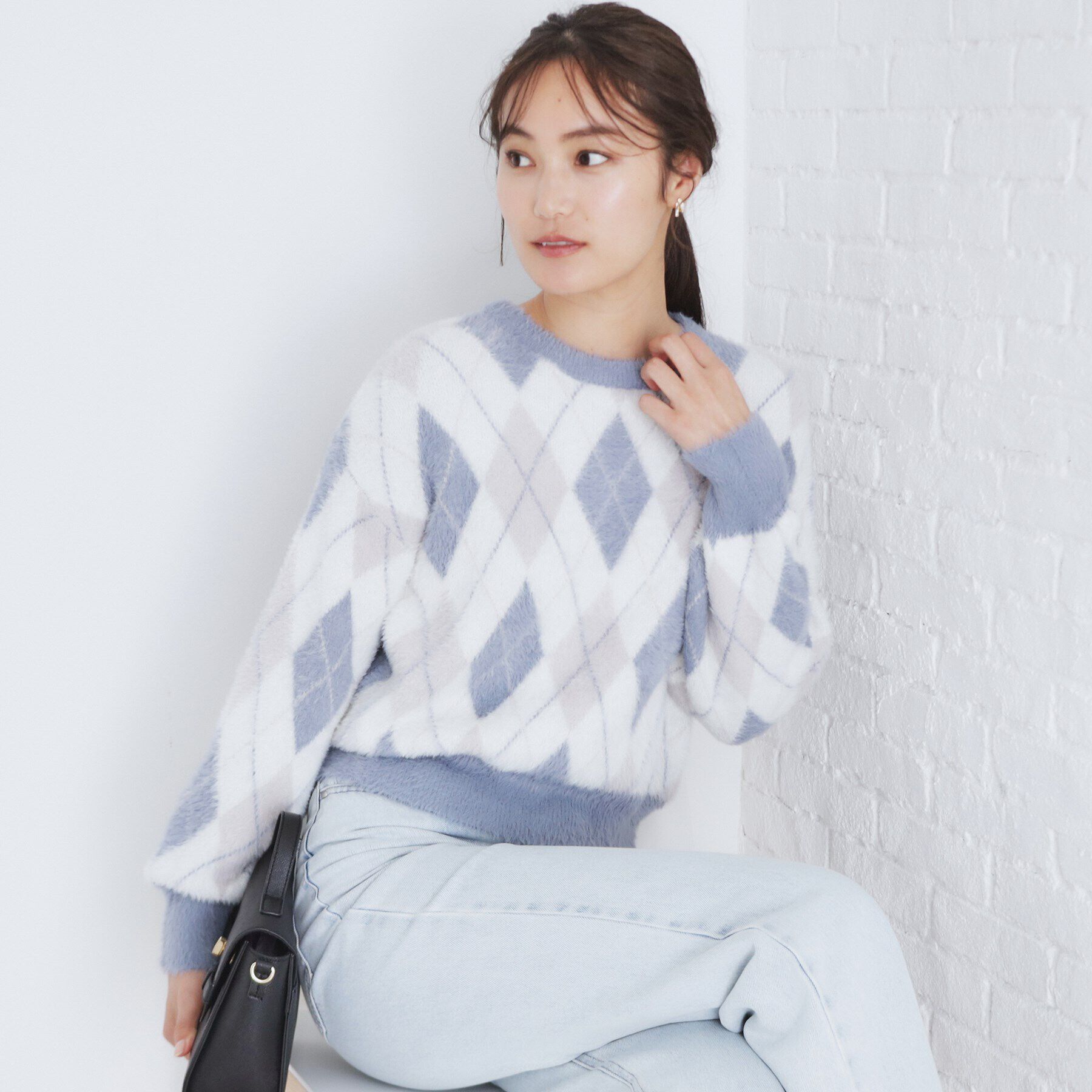 index「アーガイルチェックフェザーニット【洗濯機洗い可】」|ニット・セーター|