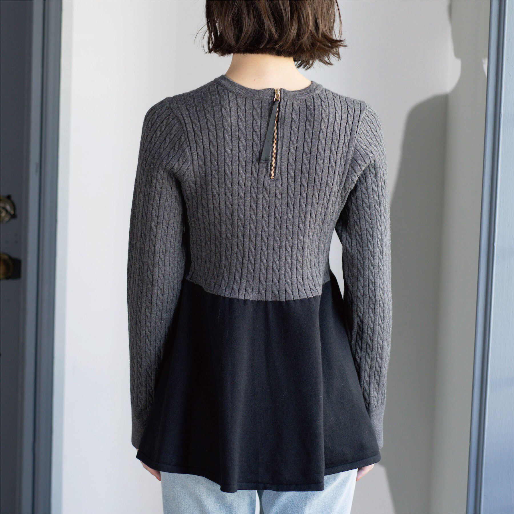 OPAQUE.CLIP「ミニケーブル切替ペプラムニット」|ニット・セーター|
