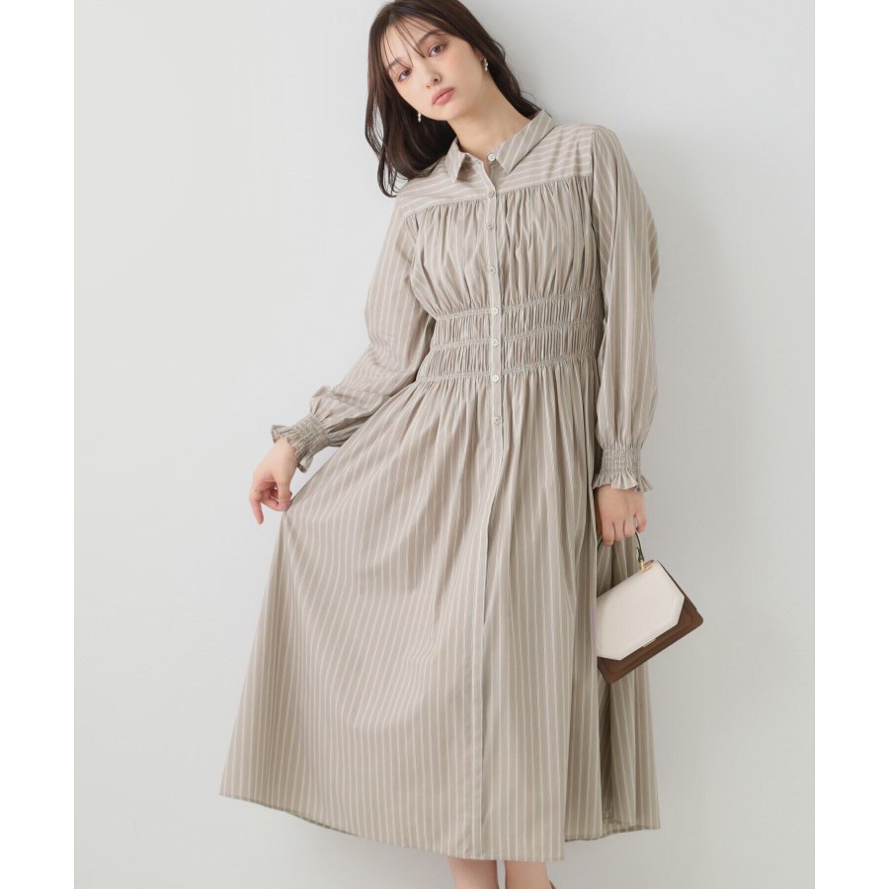 Couture broach「シャーリングシャツワンピース」|ワンピース|