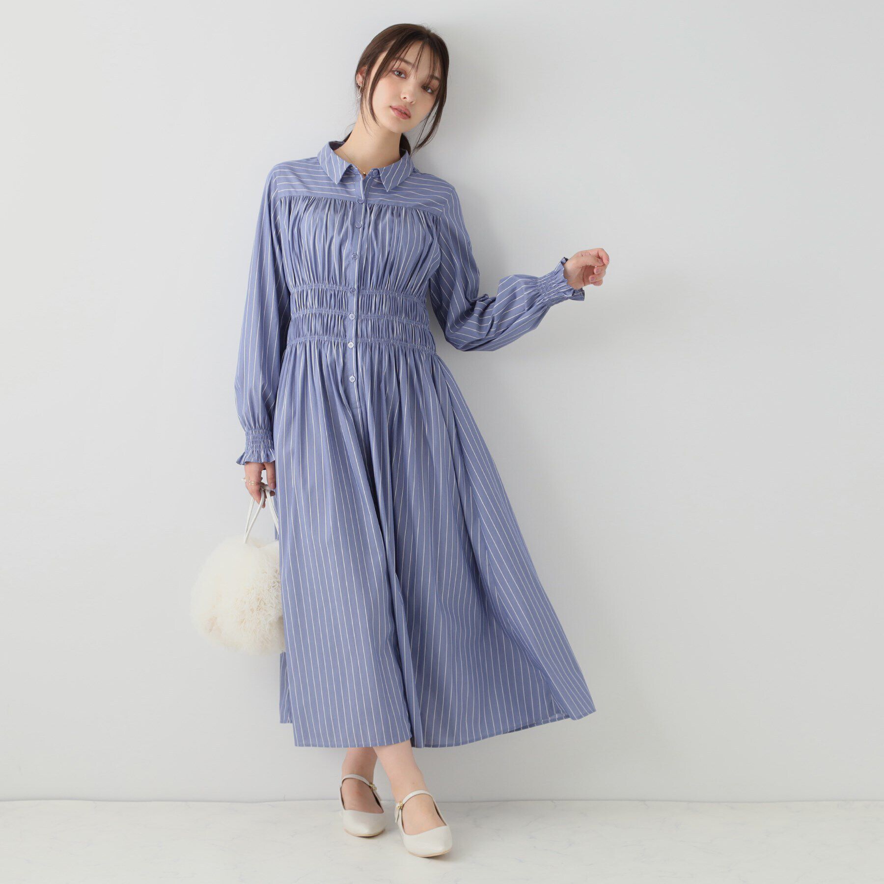 Couture broach「シャーリングシャツワンピース」|ワンピース|