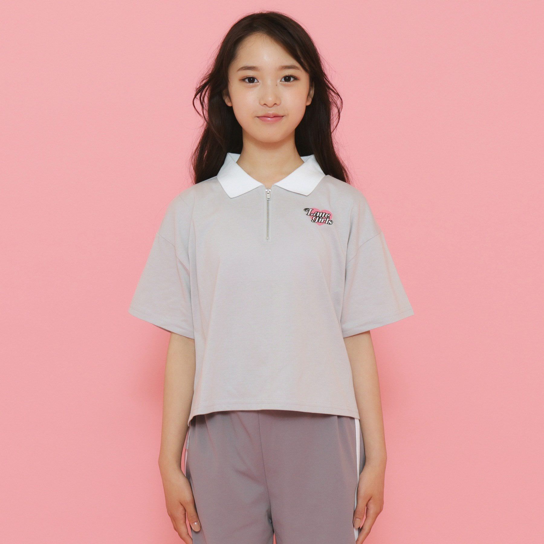 PINK-latte「ポロ衿ハーフジップTシャツ」|Tシャツ・カットソー|
