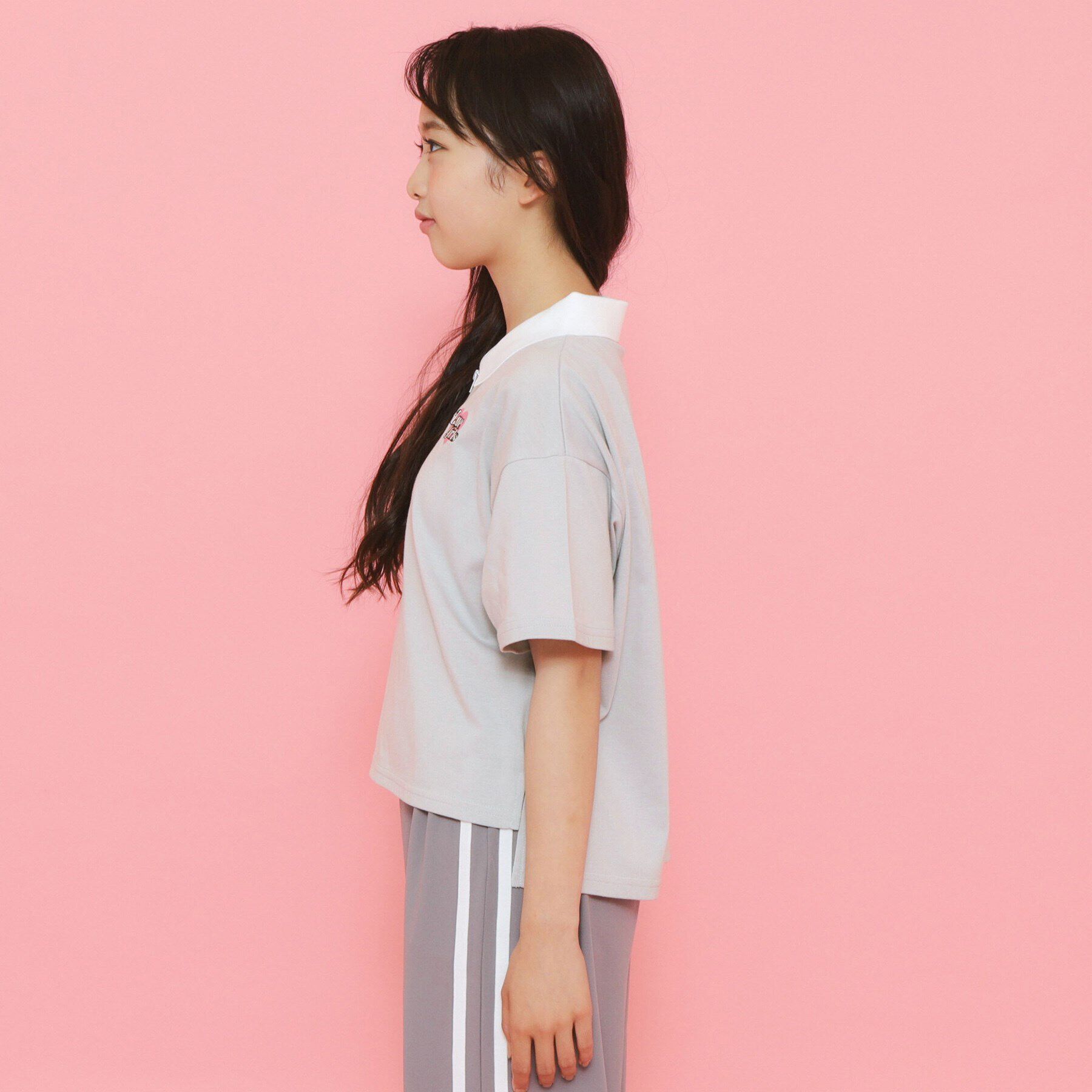 PINK-latte「ポロ衿ハーフジップTシャツ」|Tシャツ・カットソー|