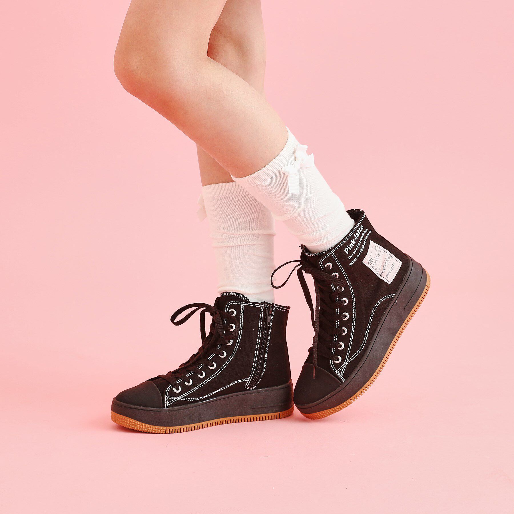 PINK-latte「ハイカットネームスニーカー」|スニーカー|