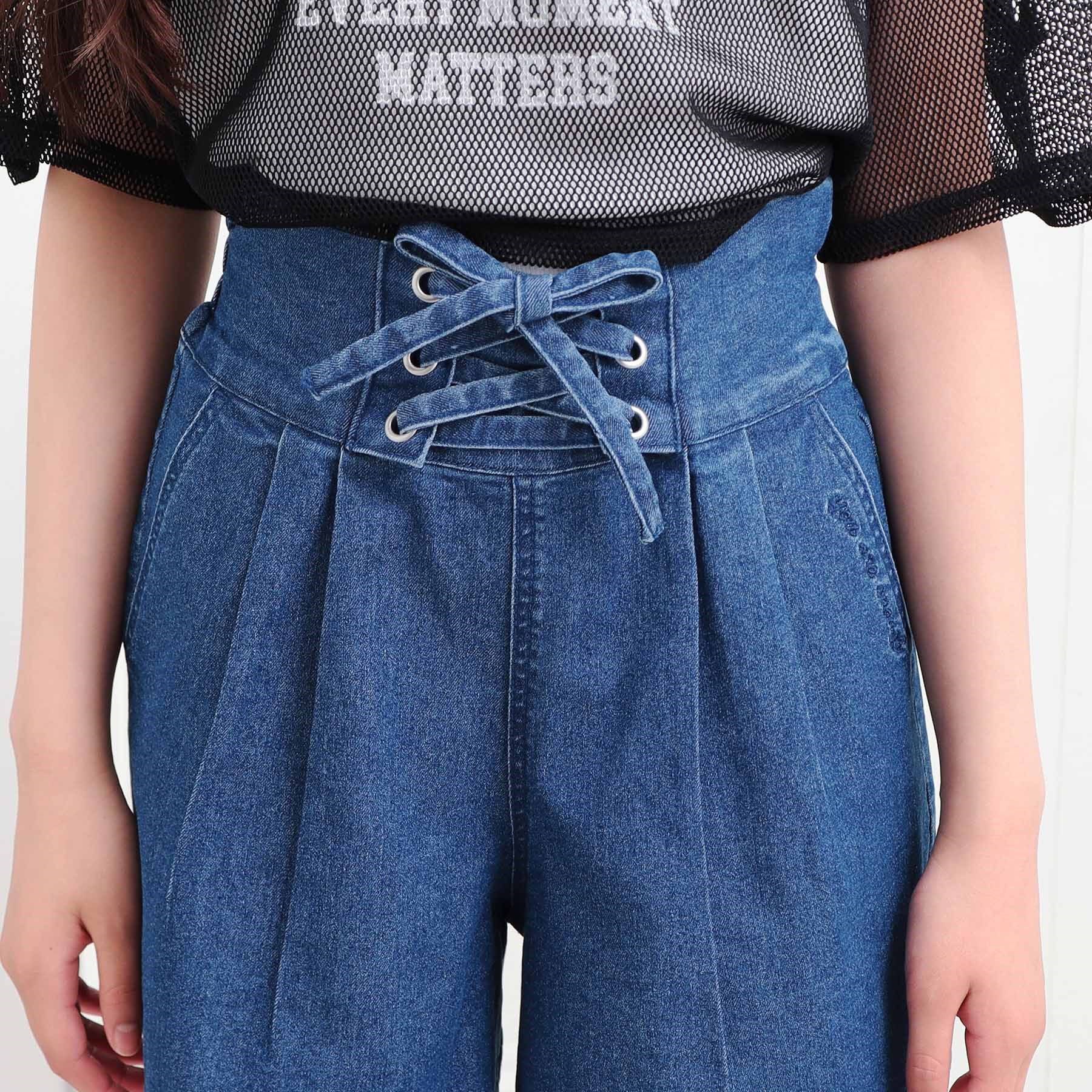 PINK-latte「フロントレースアップキュロット」|キュロット|