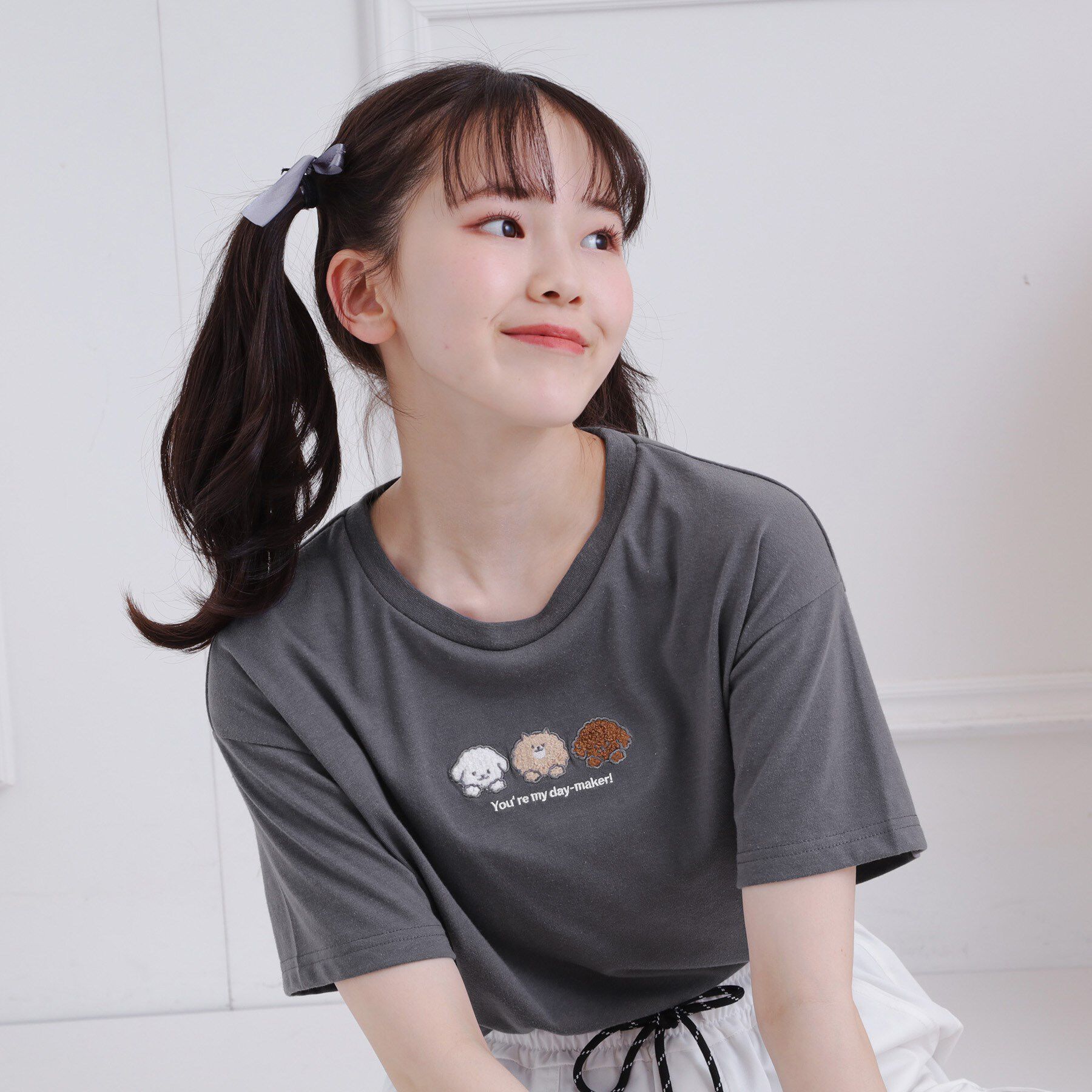 PINK-latte「接触冷感 ワンちゃんサガラTシャツ」|Tシャツ・カットソー|