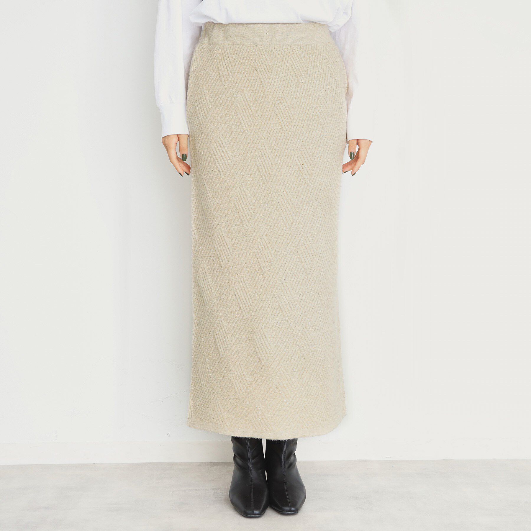 THE SHOP TK「リンクススパンコールニットスカート/洗える」|スカート|