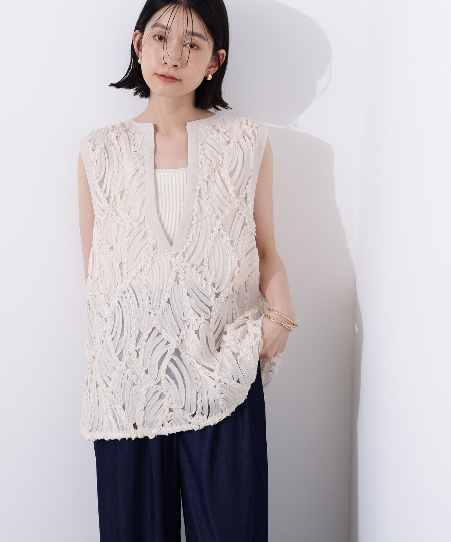  「レース刺繍ベスト」|シャツ・ブラウス|