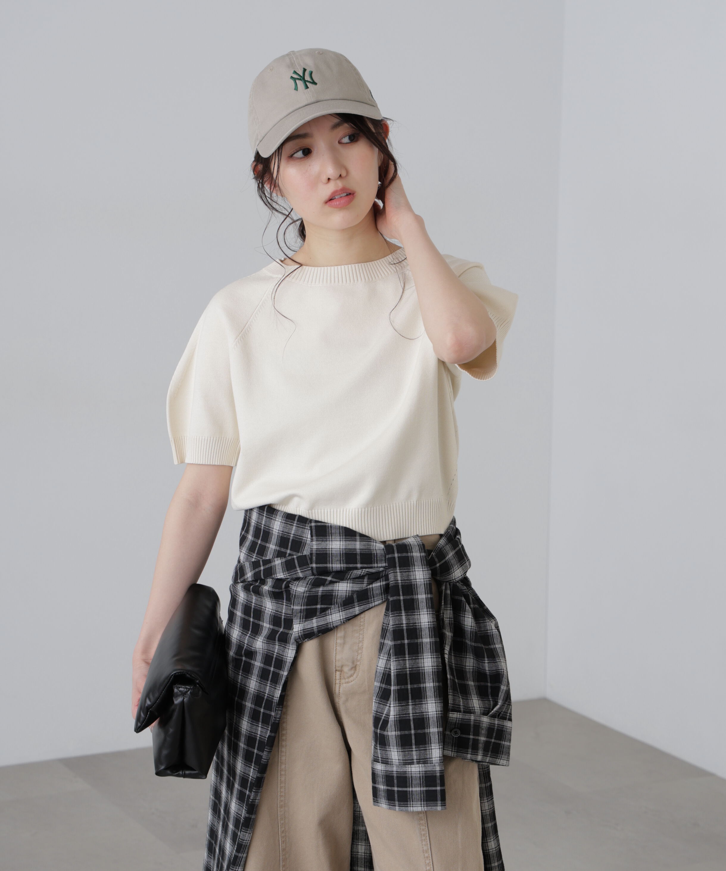  「〈洗える〉マシンウォッシャブルパフスリーブ半袖ニット」|ニット・セーター|