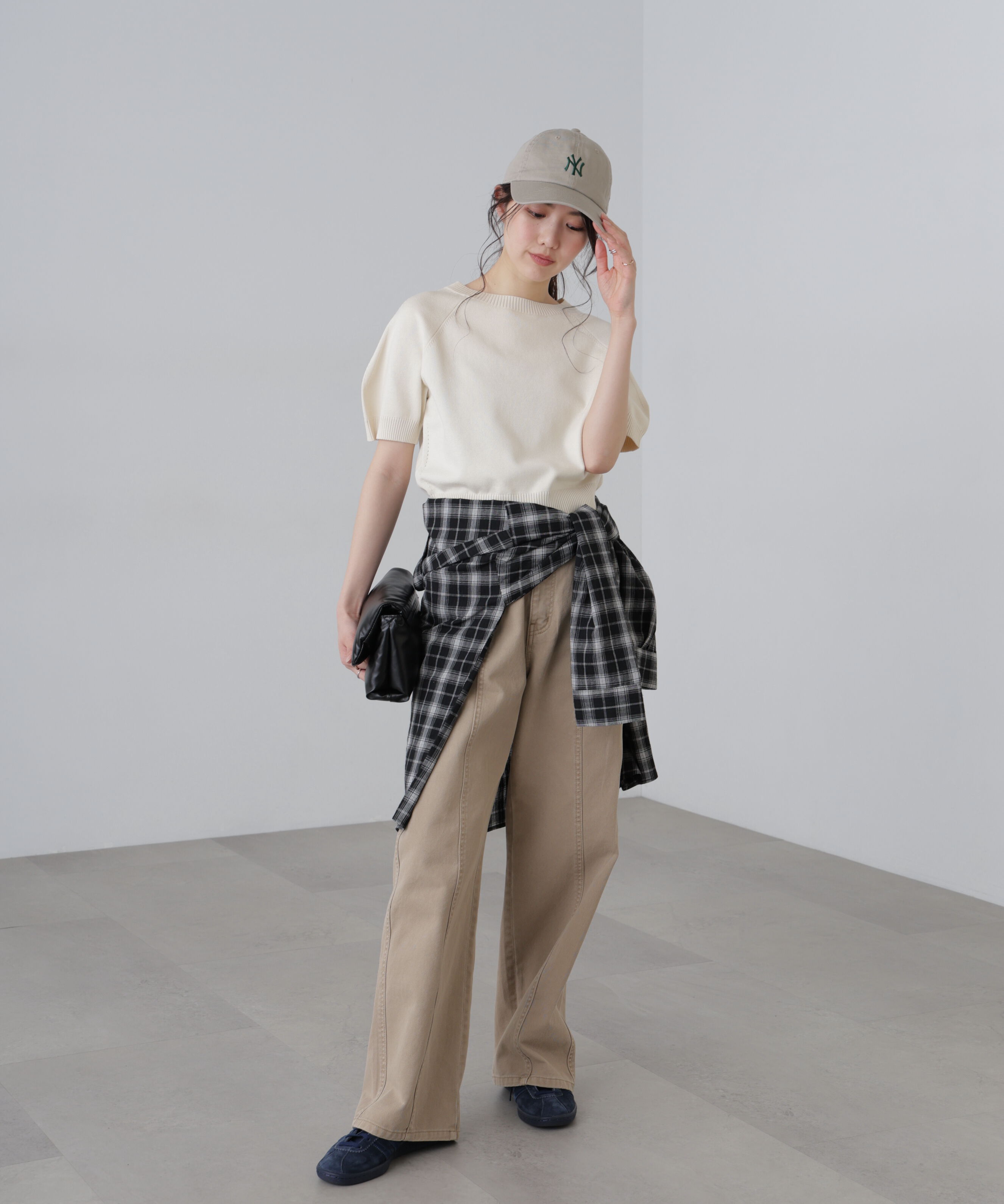  「〈洗える〉マシンウォッシャブルパフスリーブ半袖ニット」|ニット・セーター|