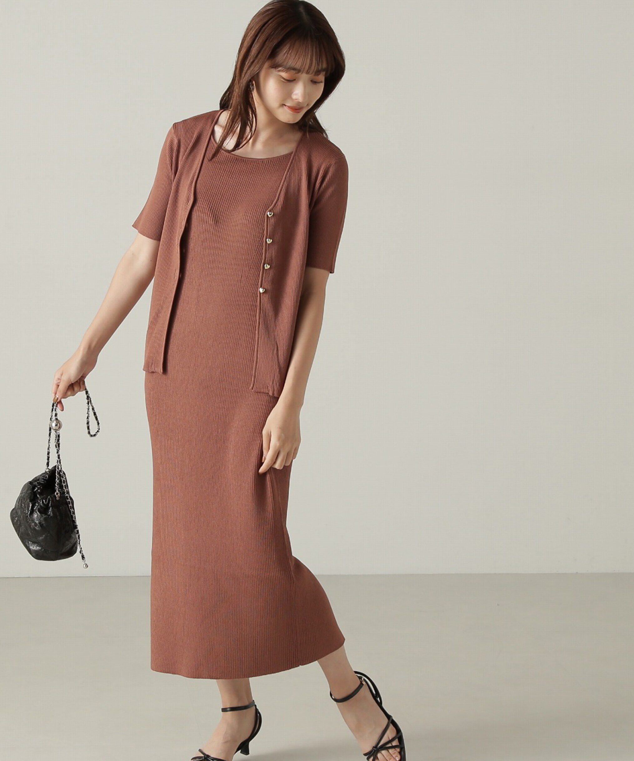 PROPORTION BODY DRESSING「リブカーデ付ニットナローワンピース」|ワンピース|