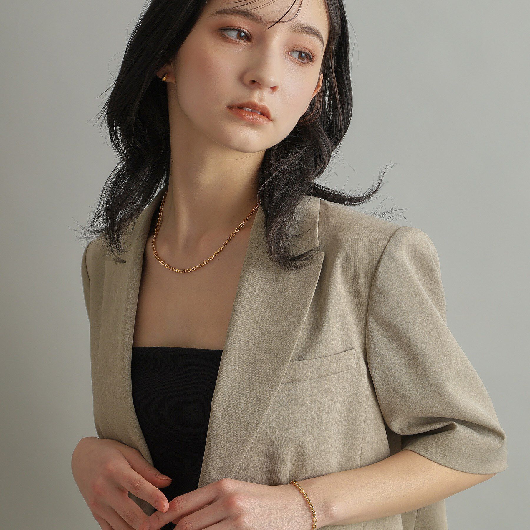 COCOSHNIK ONKITSCH「シルバー デザインチェーン フラットオーバルリンクネックレス GP」|ネックレス|