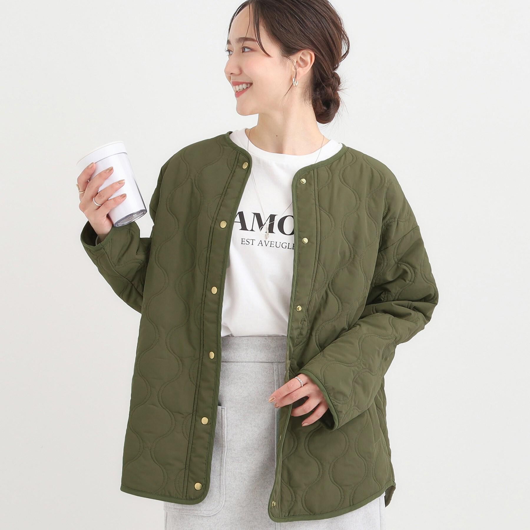 SHOO･LA･RUE「【洗濯機可/撥水】大人のための キルトオーバーブルゾン」|ブルゾン・スタジャン|カーキ(027)