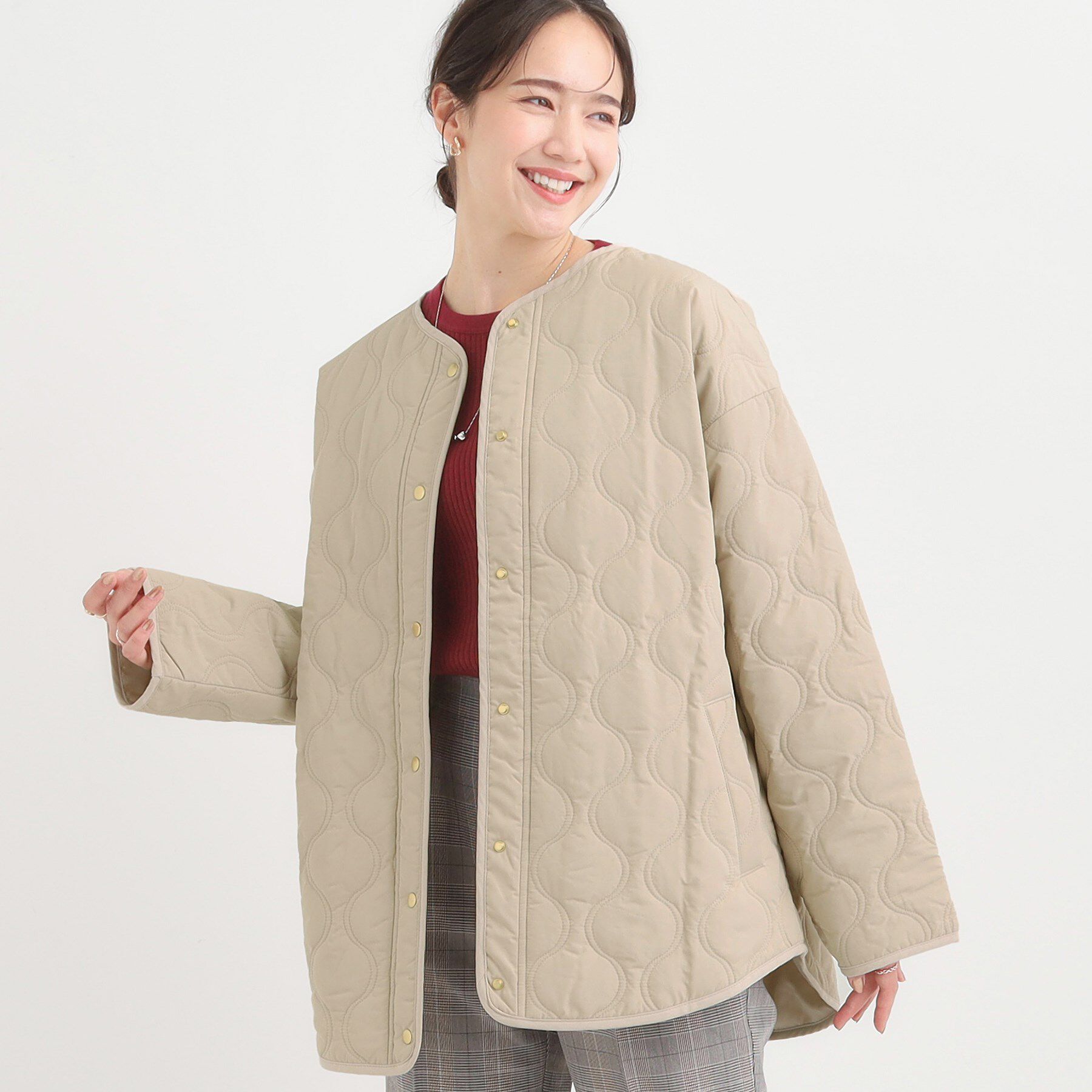 SHOO･LA･RUE「【洗濯機可/撥水】大人のための キルトオーバーブルゾン」|ブルゾン・スタジャン|ベージュ(052)