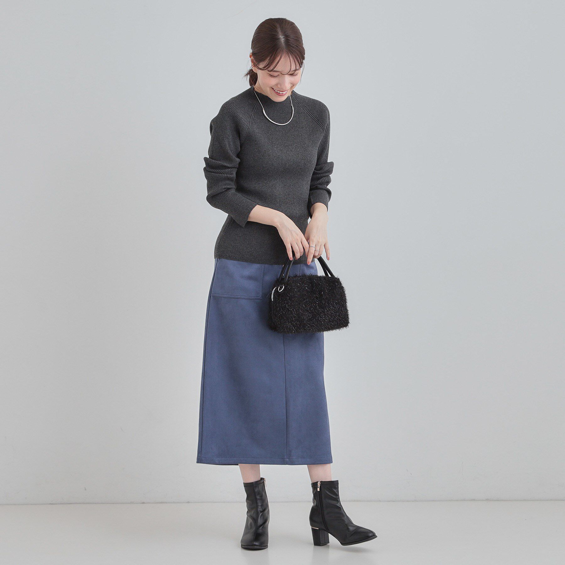 SHOO･LA･RUE「【絶妙なゆるピタ/洗濯機可】ちくちくしにくい リブハイネックやわらかニット」|ニット・セーター|