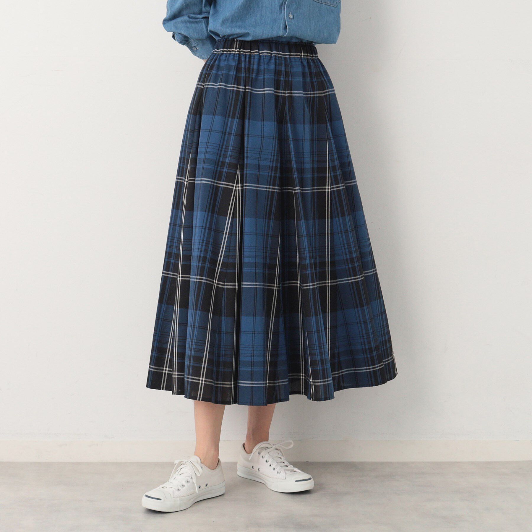 Dessin「【秋色登場・ウエストゴム】映えチェックスカート（XS～L）」|スカート|ブラック(219)