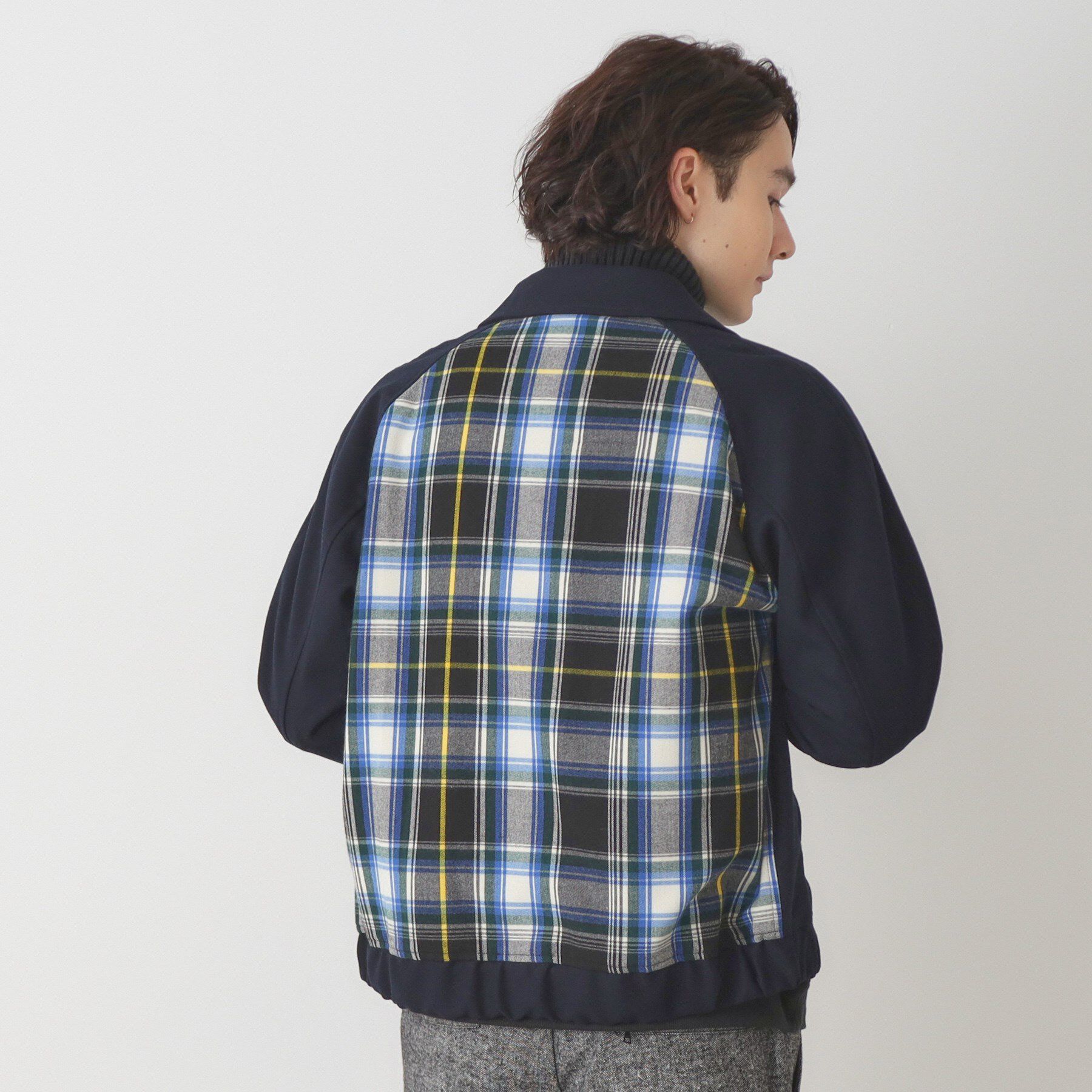 Dessin「バックチェック柄ジップアップブルゾン」|ブルゾン・スタジャン|