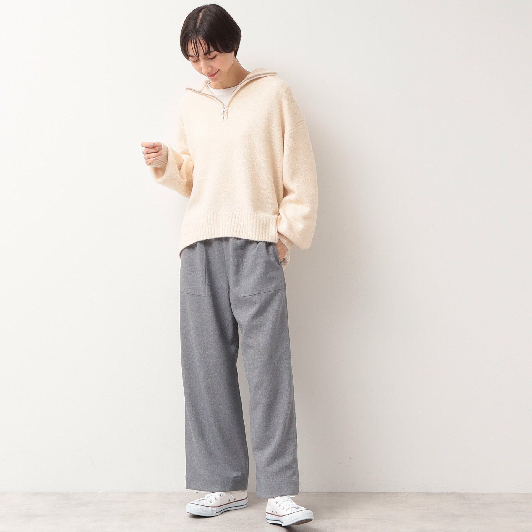 Dessin「【洗える】ハーフジップニット」|ニット・セーター|