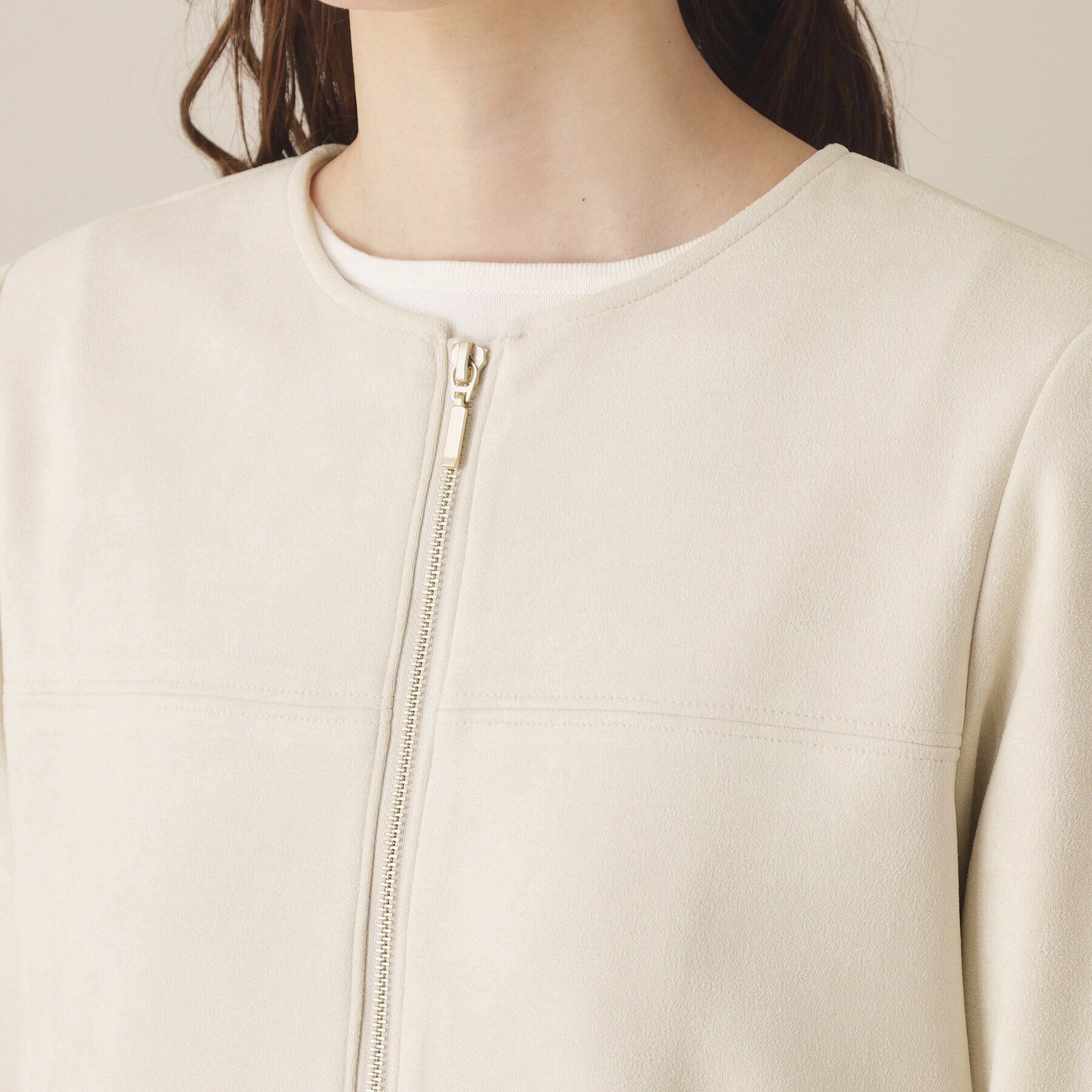 ITS&rsquo;DEMO「【通勤】カットフェイクスエードコート」|ノーカラーコート|