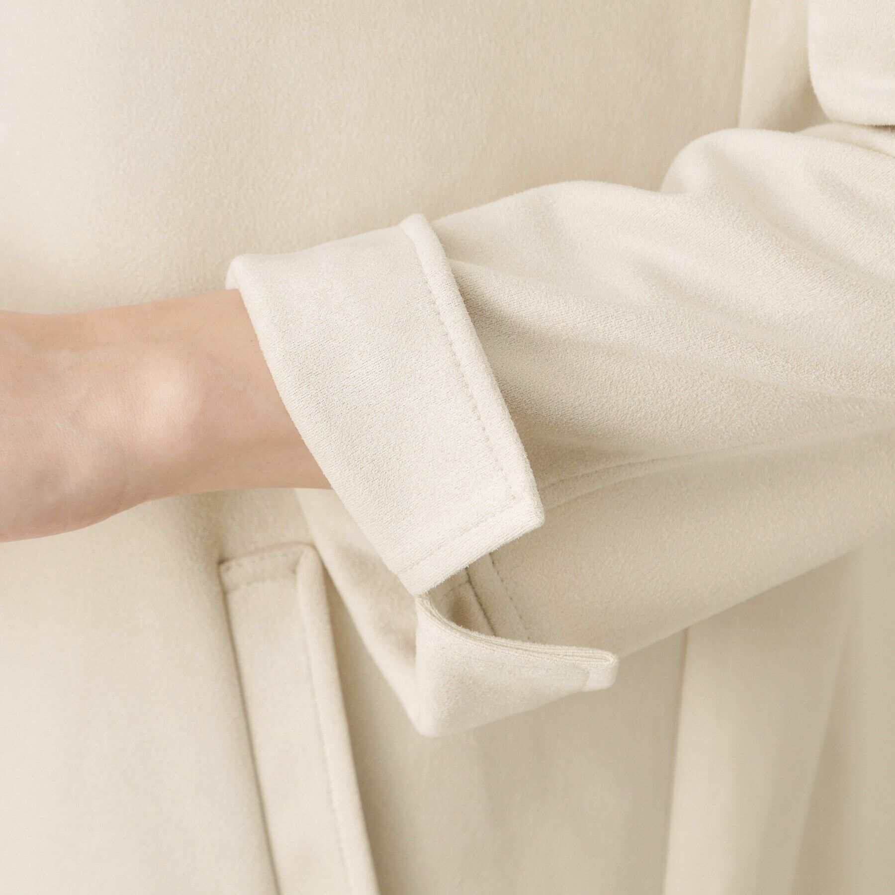 ITS&rsquo;DEMO「【通勤】カットフェイクスエードコート」|ノーカラーコート|