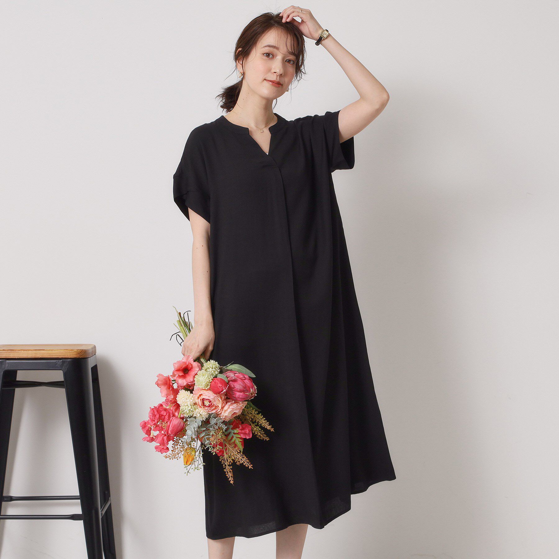 ITS&rsquo;DEMO「【接触冷感／手洗い可】強撚スラブスキッパーワンピース」|ワンピース|