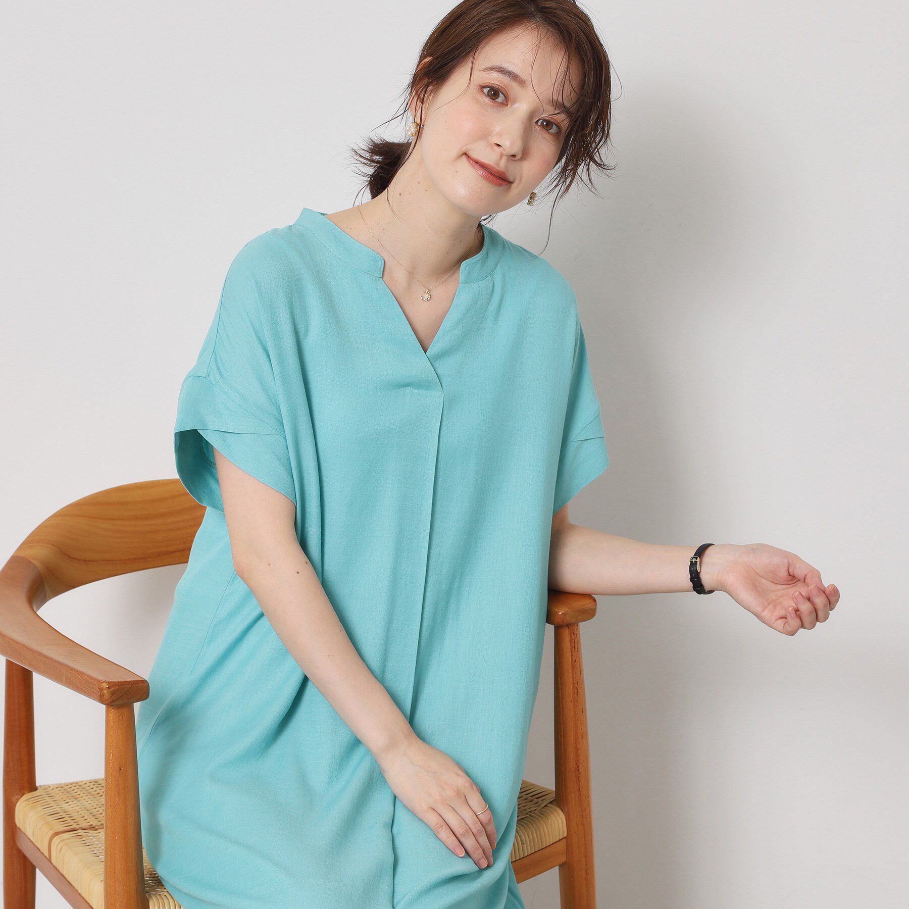 ITS&rsquo;DEMO「【接触冷感／手洗い可】強撚スラブスキッパーワンピース」|ワンピース|