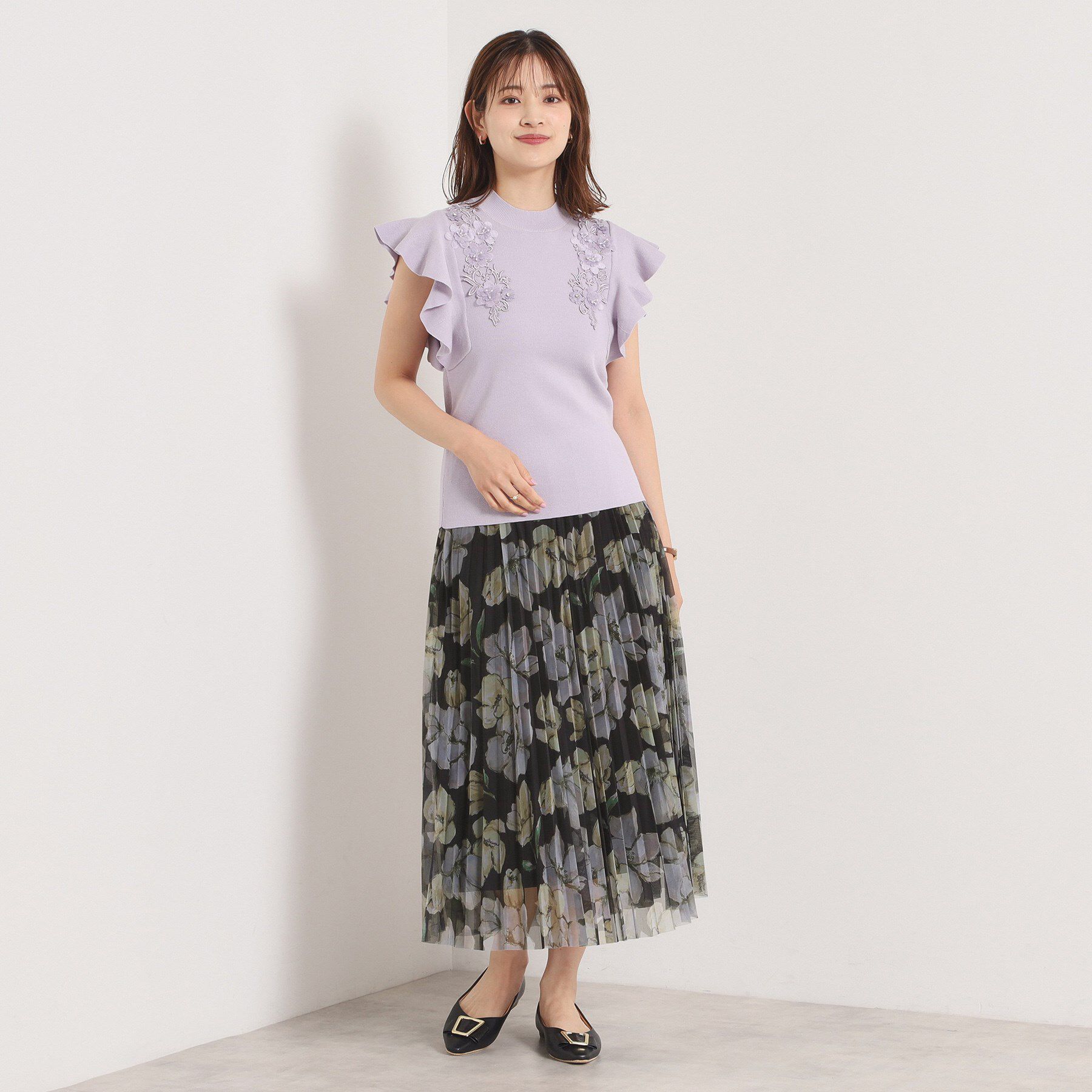 ITS&rsquo;DEMO「【手洗い可／ウエストゴム】花柄チュールスカート」|スカート|