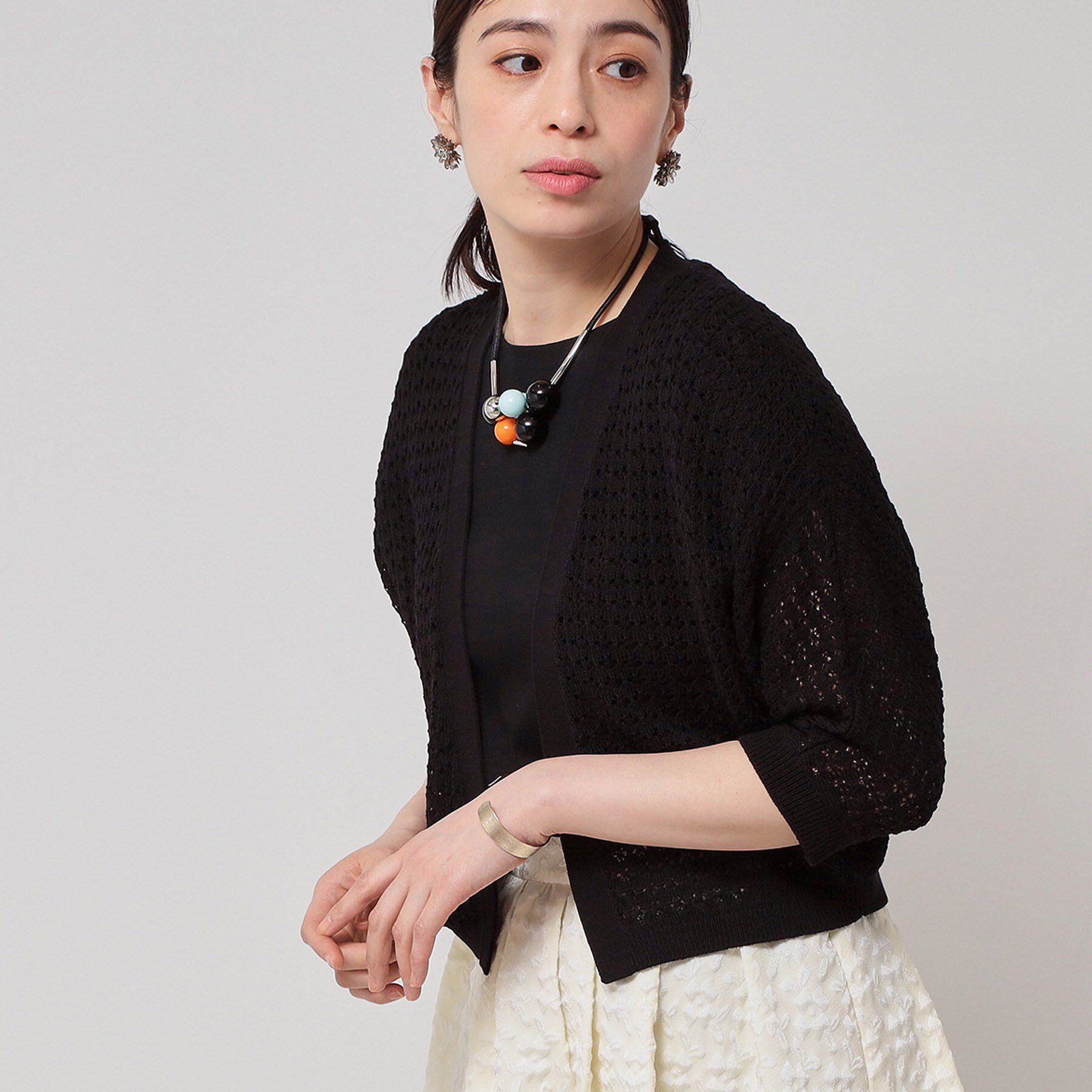 SunaUna「【SS～Lサイズ展開／透かし編み】ショート丈ボレロ」|カーディガン|