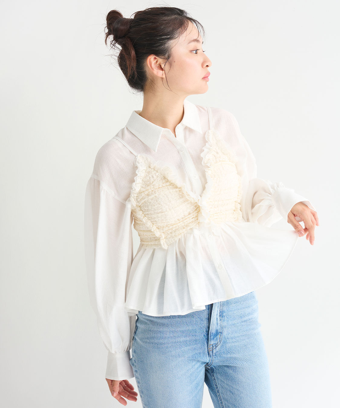 COCO DEAL「ギャザーペプラムシャツ」|シャツ・ブラウス|