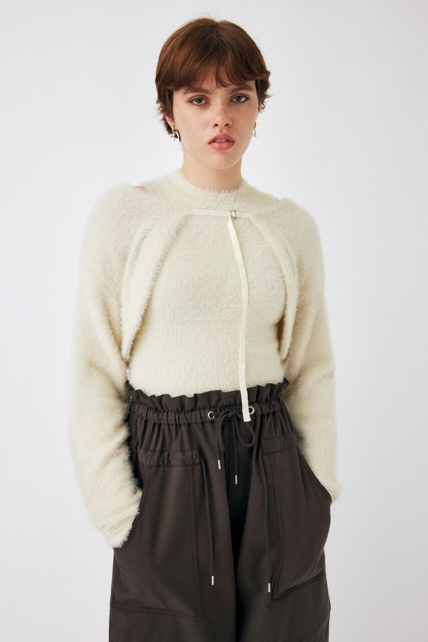 MOUSSY「SHAGGY KNIT ボレロ＆タンク」|ニット・セーター|ECRU
