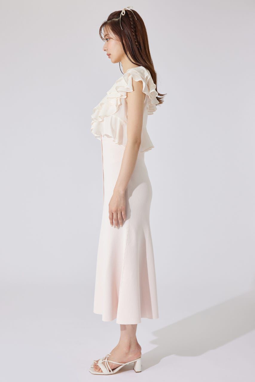 rienda「フリルブラウスセットニットマーメイドワンピース」|ワンピース|