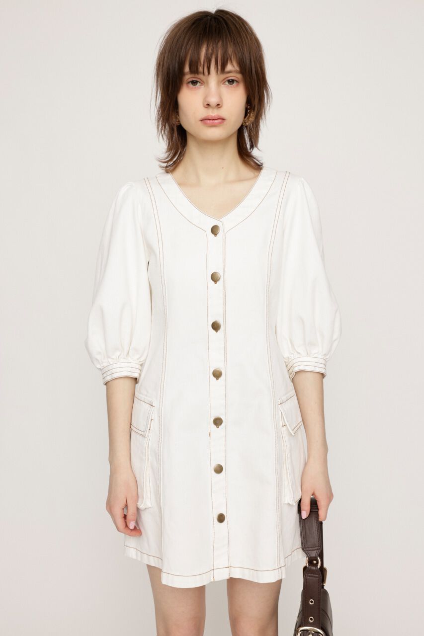 SLY「V NECK DENIM ショートワンピース」|ワンピース|IVOY3