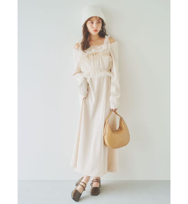 dazzlin「チュールギャザービスチェカットワンピース」|ワンピース|